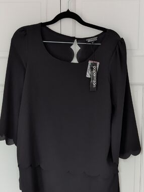 Papermoon Black Scallop-Edge Blouse